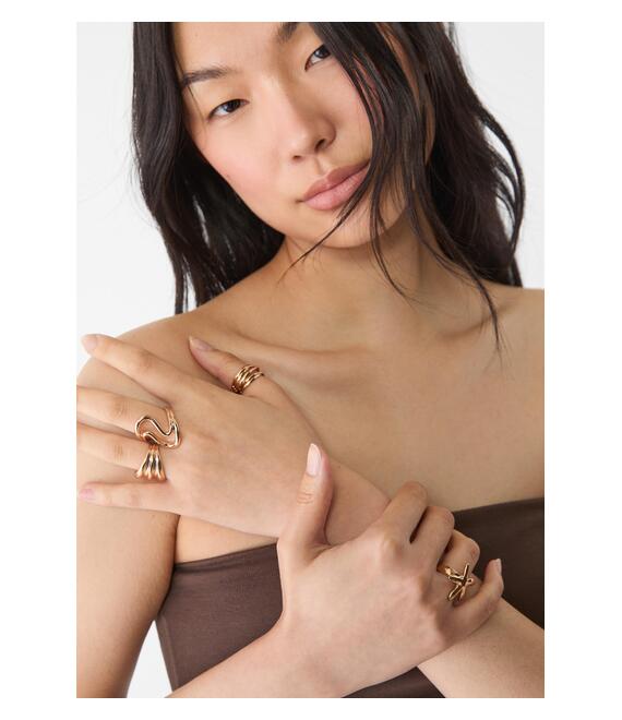 Stradivarius Σετ 4 Δαχτυλίδια Αστέρι Χρυσαφί Os