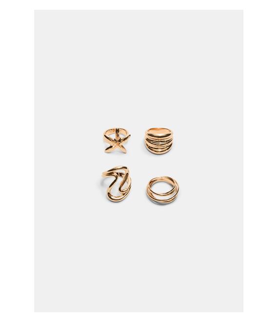 Stradivarius Σετ 4 Δαχτυλίδια Αστέρι Χρυσαφί Os