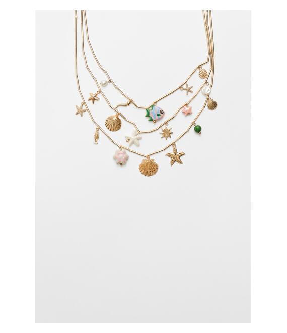 Stradivarius Κολιέ Με Πολλαπλά Τσαρμ Με Θέμα Τον Βυθό Της Θάλασσας Χρυσαφί Os