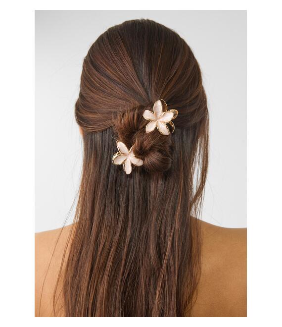 Stradivarius Σετ 3 Τσιμπιδάκια Λουλούδι Εκρού Os