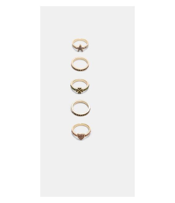 Stradivarius Σετ 5 Δαχτυλίδια Με Λάμψη Χρυσαφί Os