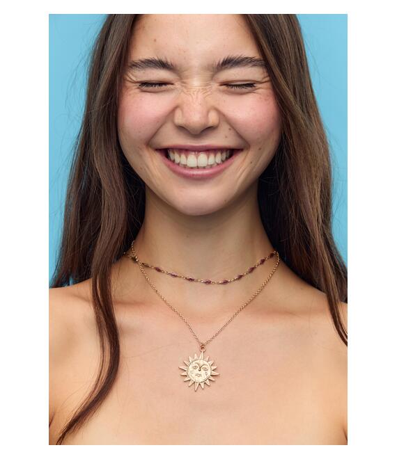 Stradivarius Σετ 3 Κολιέ Σελήνη Και Ήλιος Χρυσαφί Os