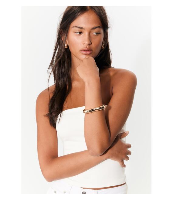 Stradivarius Μεταλλικό Βραχιόλι Καρδιά Χρυσαφί Os