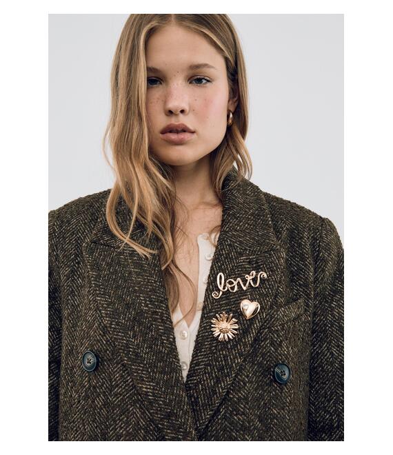 Stradivarius Σετ 3 Συνδυαστικών Καρφιτσών Αγάπη Χρυσαφί Os