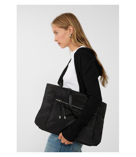 Stradivarius Υφαντή Τσάντα Shopper Μαύρο Os