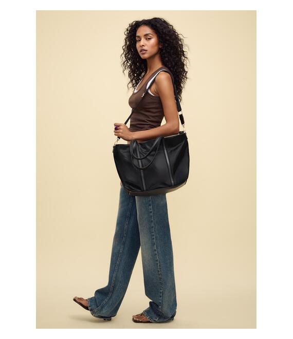 Stradivarius Υφαντή Τσάντα Shopper Μαύρο Os