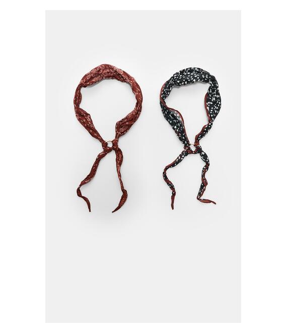 Stradivarius Συσκευασία 2 Συνδυασμένων Μπαντανών Μαύρο Os