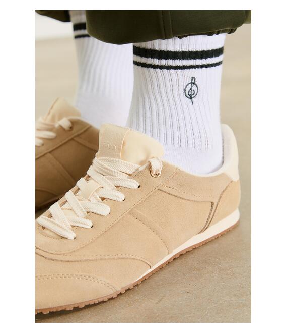 Stradivarius Πακέτο 2 Ζευγάρια Κάλτσες Με Ρίγες Και Κέντημα Χακί Os