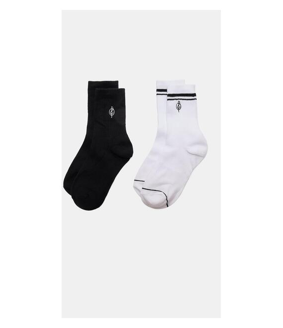 Stradivarius Πακέτο 2 Κάλτσες Ριγέ Και Κεντημένες Μαύρο Os