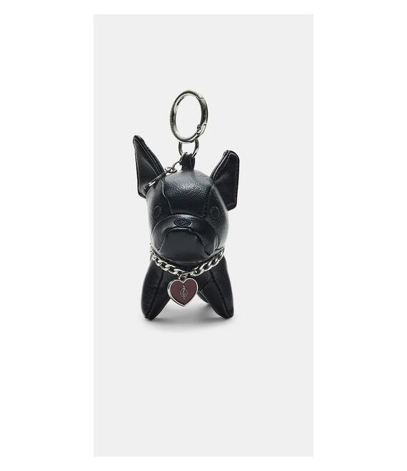 Stradivarius Μπρελόκ Σκύλος Charm Με Όψη Δέρματος Μαύρο Os