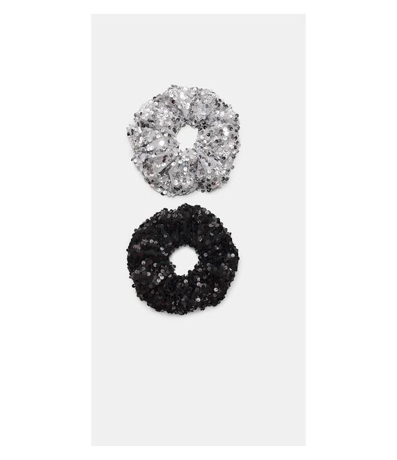 Stradivarius Σετ Με 2 Λαστιχάκια Μαλλιών Με Παγέτες Γκρι Os