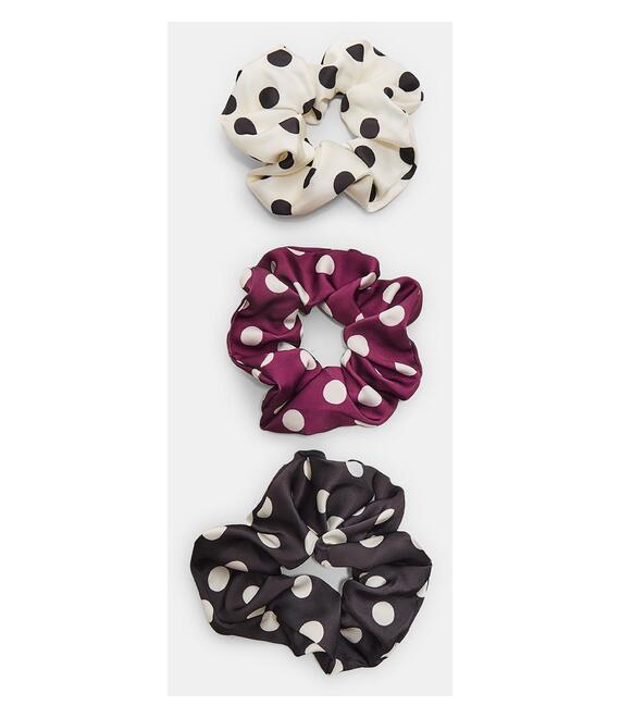 Stradivarius Σετ 3 Λαστιχάκια Μαλλιών Πουά Μαύρο Os