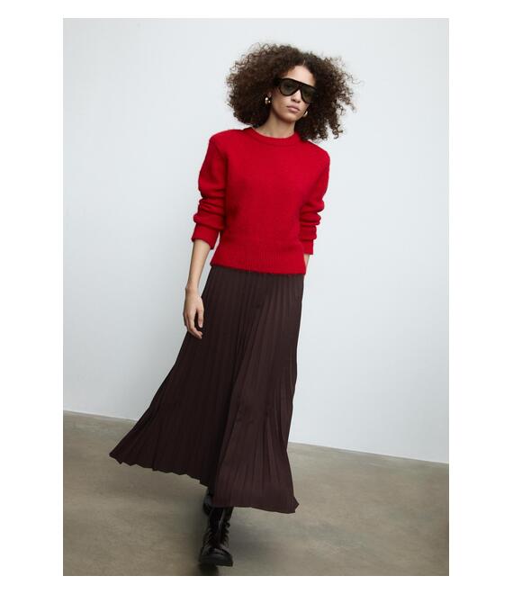 Stradivarius Πλισέ Μίντι Φούστα Καφέ S