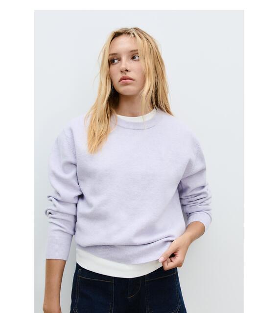 Stradivarius Βασικό Πλεκτό Πουλόβερ Με Απαλή Υφή Λιλά Xs