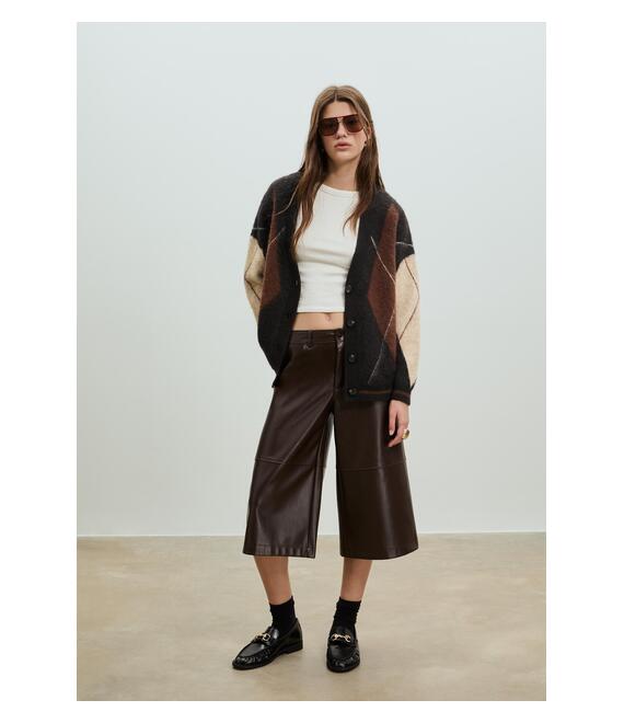 Stradivarius Πλεκτή Ζακέτα Με Ρόμβους Μαύρο S