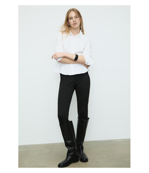 Stradivarius Εφαρμοστό Πουκάμισο Από Ποπλίνα Peplum Λευκό M