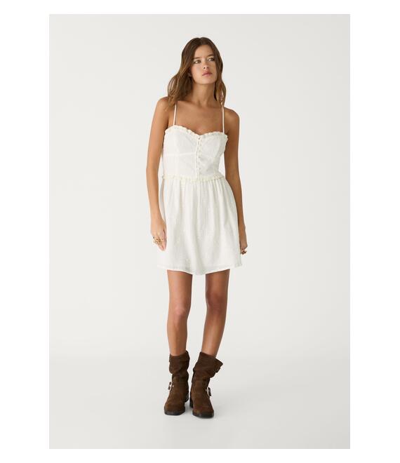 Stradivarius Κοντό Ριχτό Φόρεμα Λευκό S