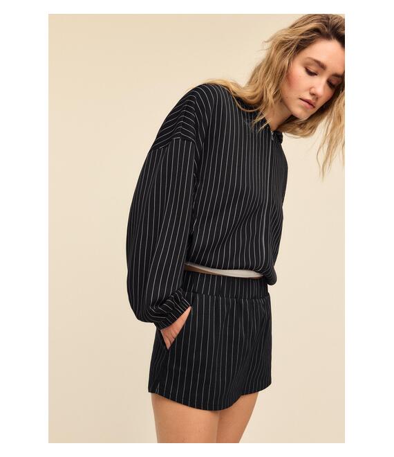 Stradivarius Φούστα-Παντελόνι Με Λεπτή Ρίγα Βανίλια S