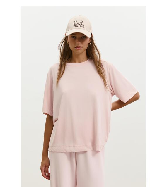 Stradivarius Oversize Μπλουζάκι Απαλής Υφής Παστέλ Ροζ M