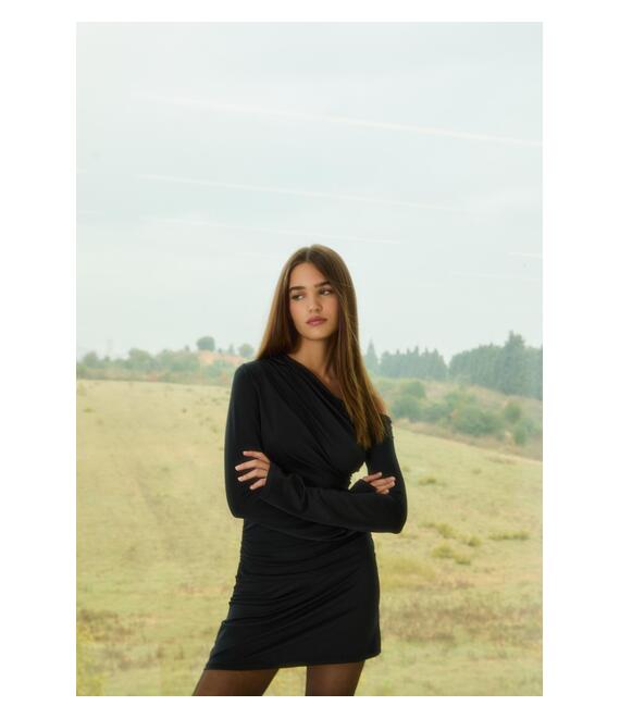 Stradivarius Ασύμμετρο Κοντό Φόρεμα Μαύρο M