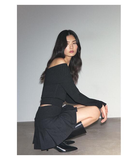 Stradivarius Μίνι Φούστα-Σορτς Με Πιέτες Μαύρο L