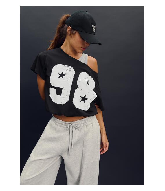 Stradivarius Μπλούζα Διπλή Με Σούρες Μαύρο M