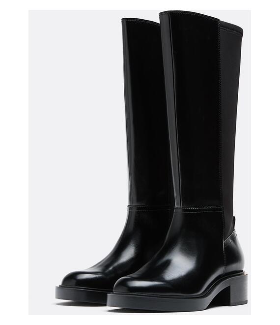 Stradivarius Ίσιες Μπότες Ιππασίας Μαύρο 37