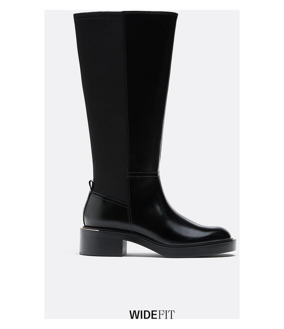 Stradivarius Ιππικές Επίπεδες Μπότες Μαύρο 36