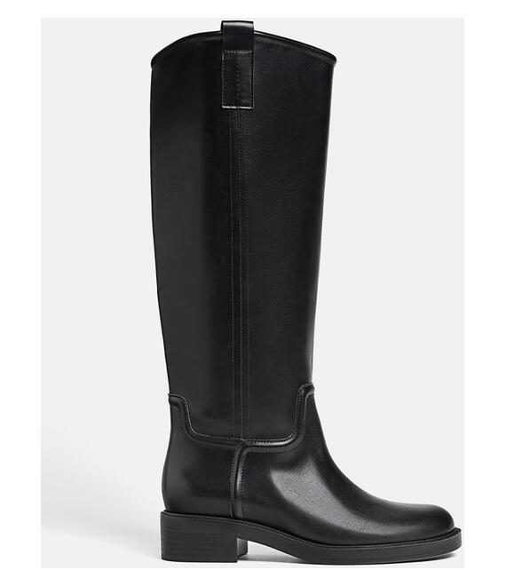 Stradivarius Ιππικές Επίπεδες Μπότες Μαύρο 40