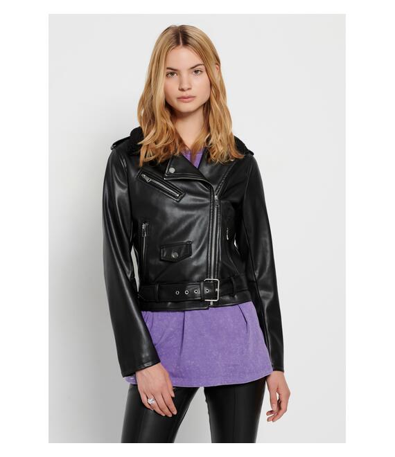 Γυναικείο biker τζάκετ από τεχνητό δέρμα