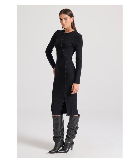 Midi κρουαζέ φόρεμα με κλείσιμο με κουμπιά