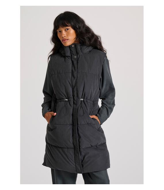 Loose fit αμάνικο puffer μακρύ μπουφάν