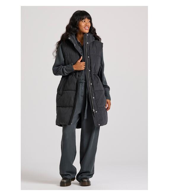 Loose fit αμάνικο puffer μακρύ μπουφάν