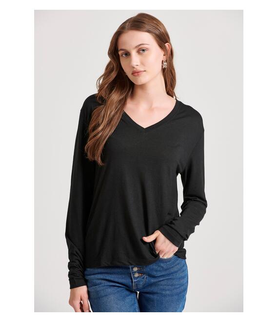 Μακρυμάνικη μπλούζα με V λαιμόκοψη