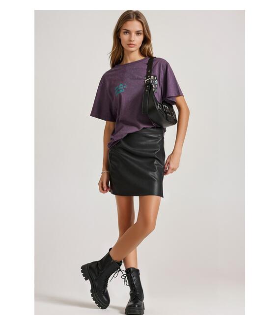 Mini φούστα από οικολογικό δέρμα (PU)