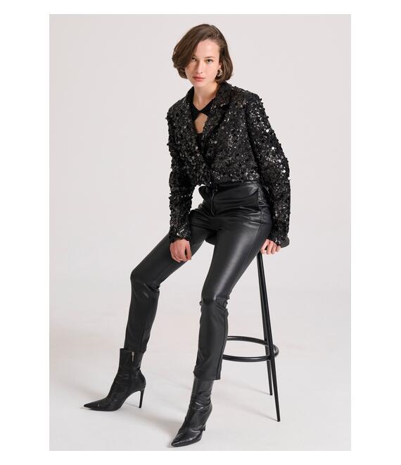 Cropped blazer σακάκι με παγιέτες