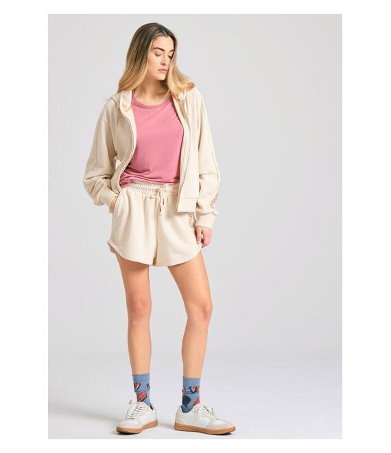 Γυναικείο φούτερ ζακέτα με κέντημα στο μανίκι