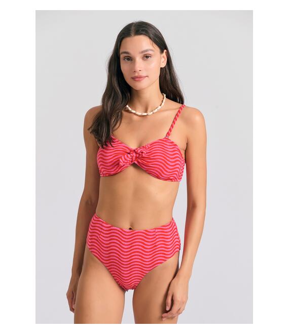 Strapless πετσετέ μπικίνι τοπ με αφαιρούμενες τιράντες