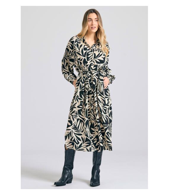 Oversized εμπριμέ μίντι φόρεμα από βισκόζη