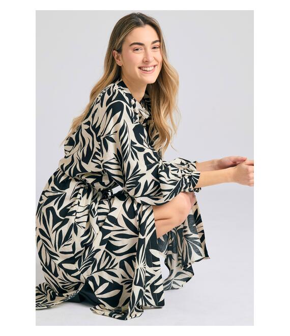 Oversized εμπριμέ μίντι φόρεμα από βισκόζη