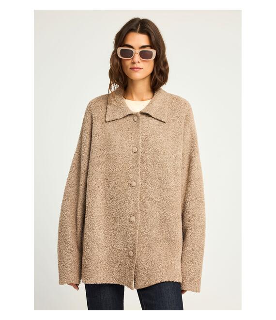 Γυναικεία ζακέτα σε fleece ύφανση με κουμπιά