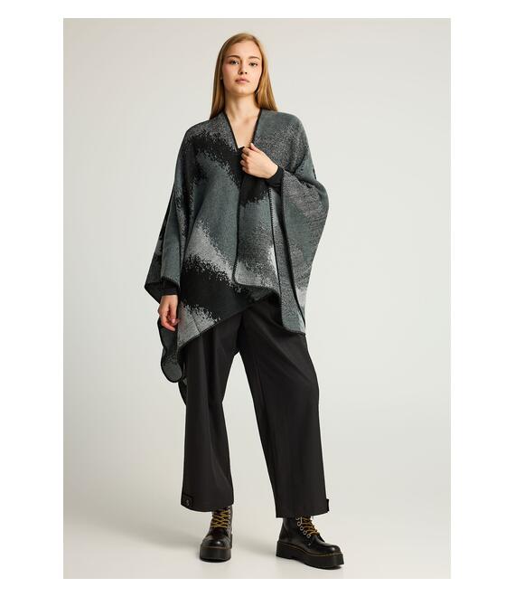 Γυναικεία κάπα με μοτίβο και ασύμμετρο τελείωμα