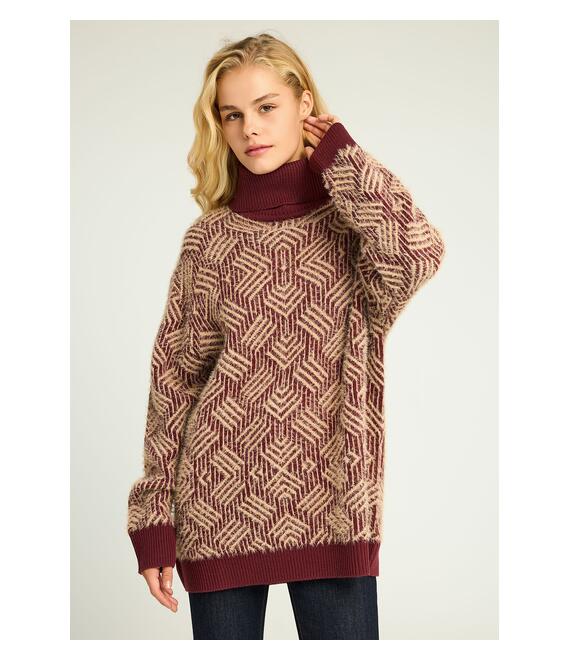 Loose fit πλεκτό ζιβάγκο με σχέδιο στην πλέξη