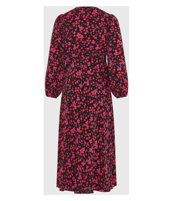 V-neck φλοράλ midi φόρεμα