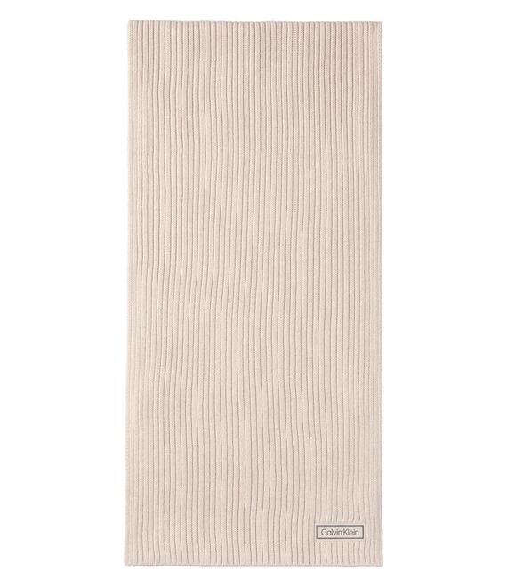 Πασμίνα Calvin Klein Patch Chunky Rib Cotton Scarf LV04D8055G Μπεζ