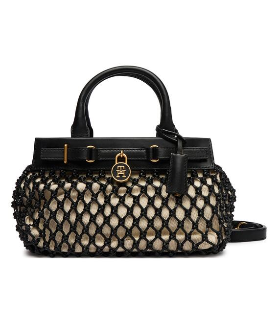 Τσάντα Tommy Hilfiger American Icon Mini Tote Macrame AW0AW18542 Μαύρο