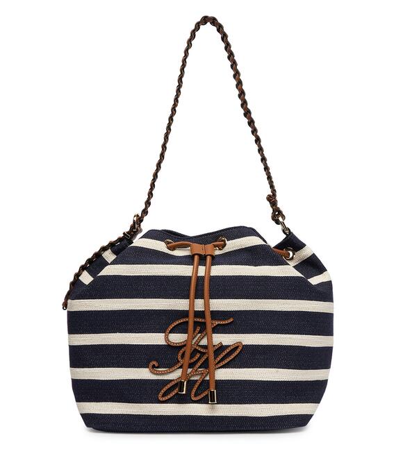 Τσάντα Tommy Hilfiger Th Elev Summer Bucket Stripe AW0AW18401 Σκούρο μπλε