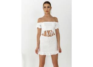 Glamorous Φούστα Mini Σφηκοφωλιά Λευκή - Naomie