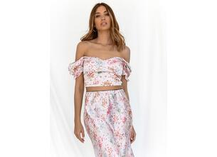 Qed London Crop Top Σατέν Floral Ροζ - Get Your Priorities
