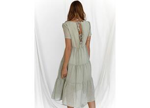 Daphnea Paris Φόρεμα Midi Κοντομάνικο Φυστικί- If You Never Tie